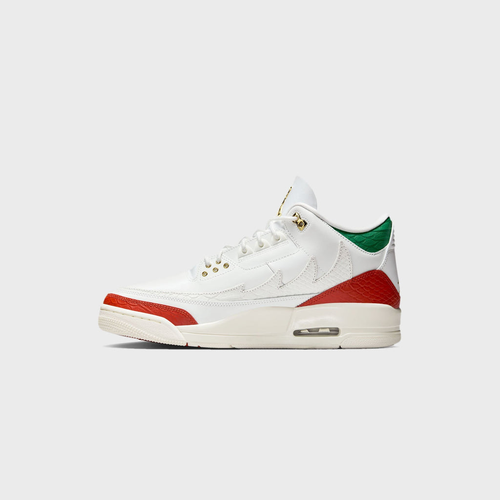 Nike Air Jordan 3 Retro - Summit White / Metallic Gold / Pine Green