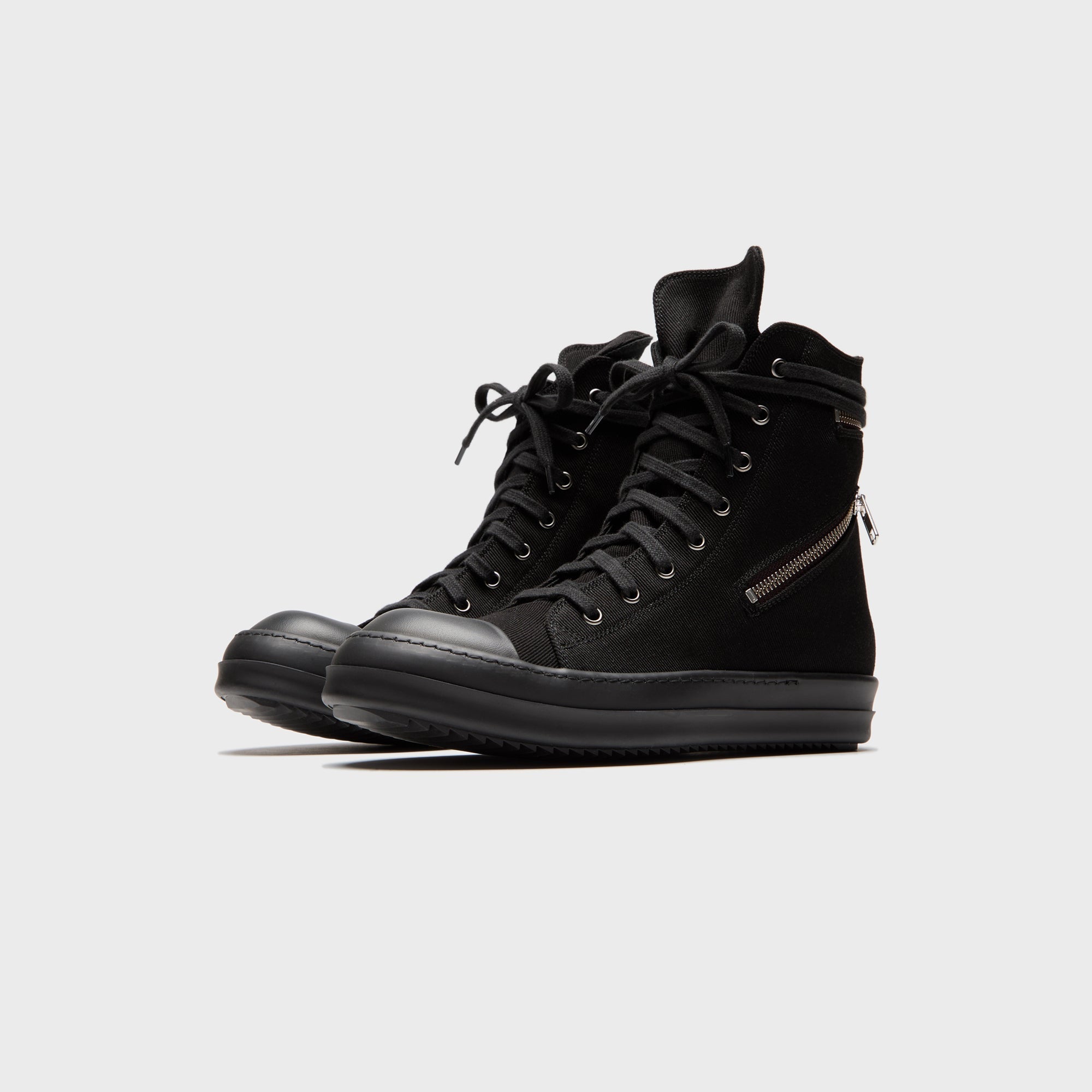 Rick Owens Cargo Sneaks Overdyed Denim - All Black