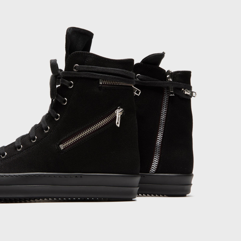 Rick Owens Cargo Sneaks Overdyed Denim - All Black