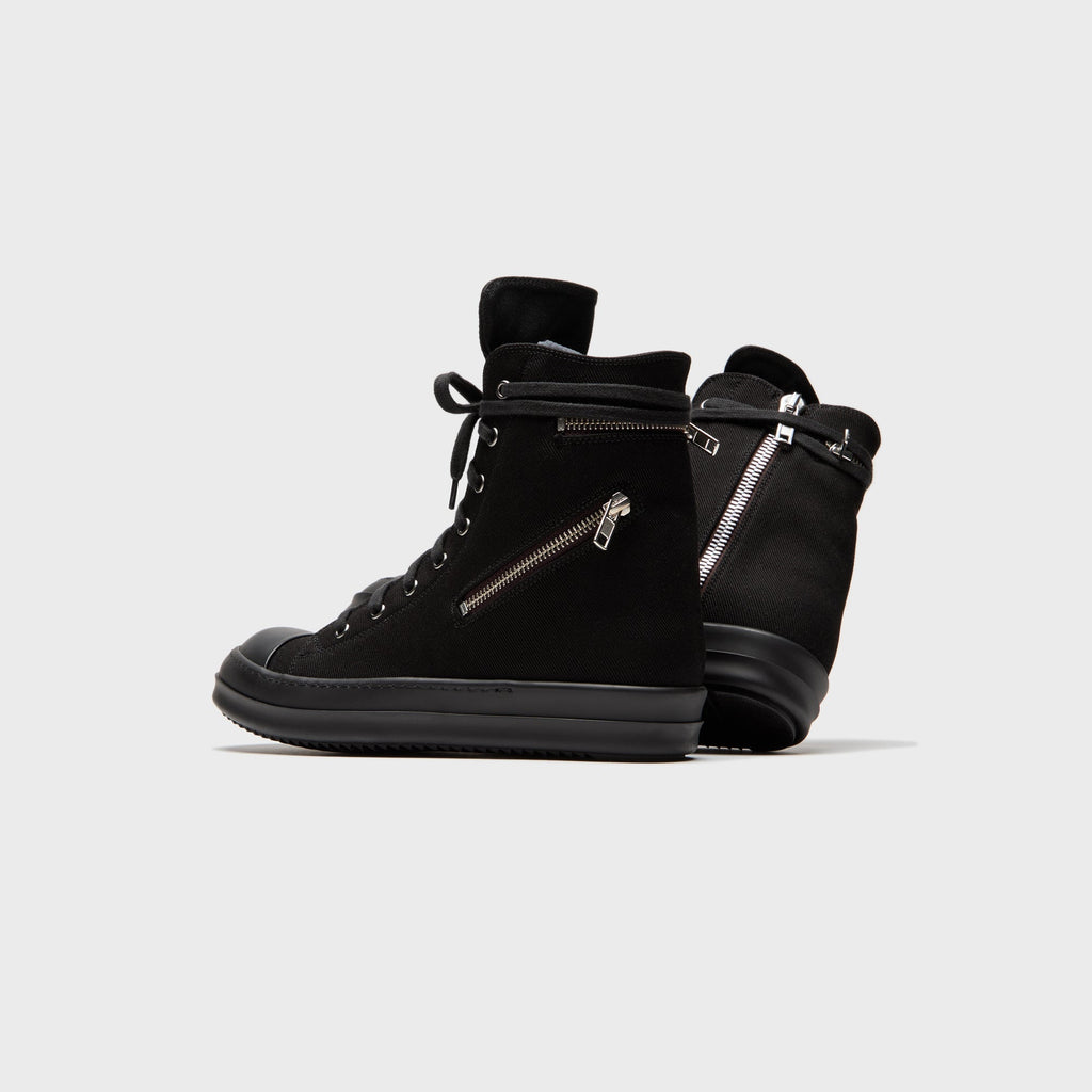 Rick Owens Cargo Sneaks Overdyed Denim - All Black