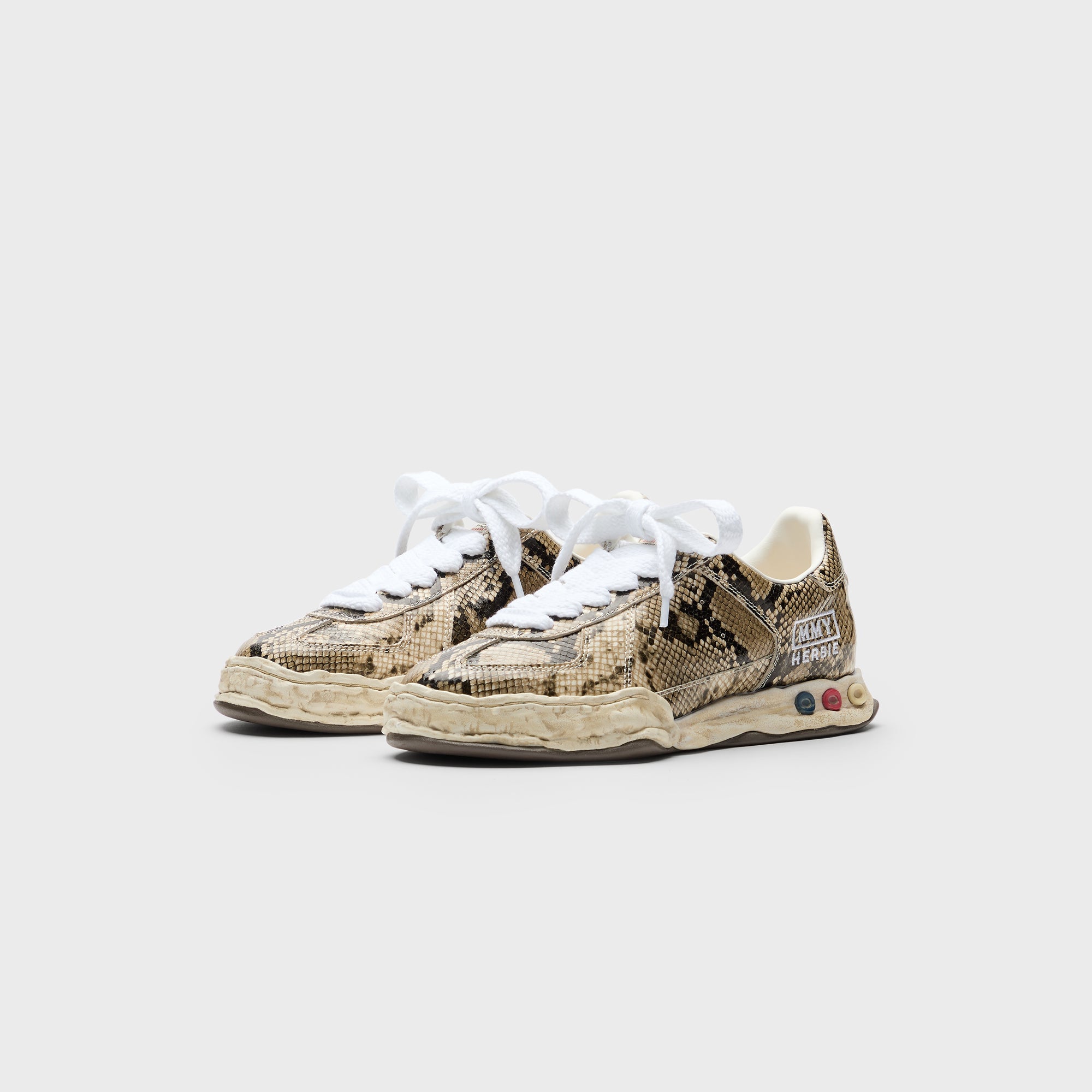 Mihara Yasuhiro Herbie Original Sole Printed Python Leather Low Top Sneaker - Natural