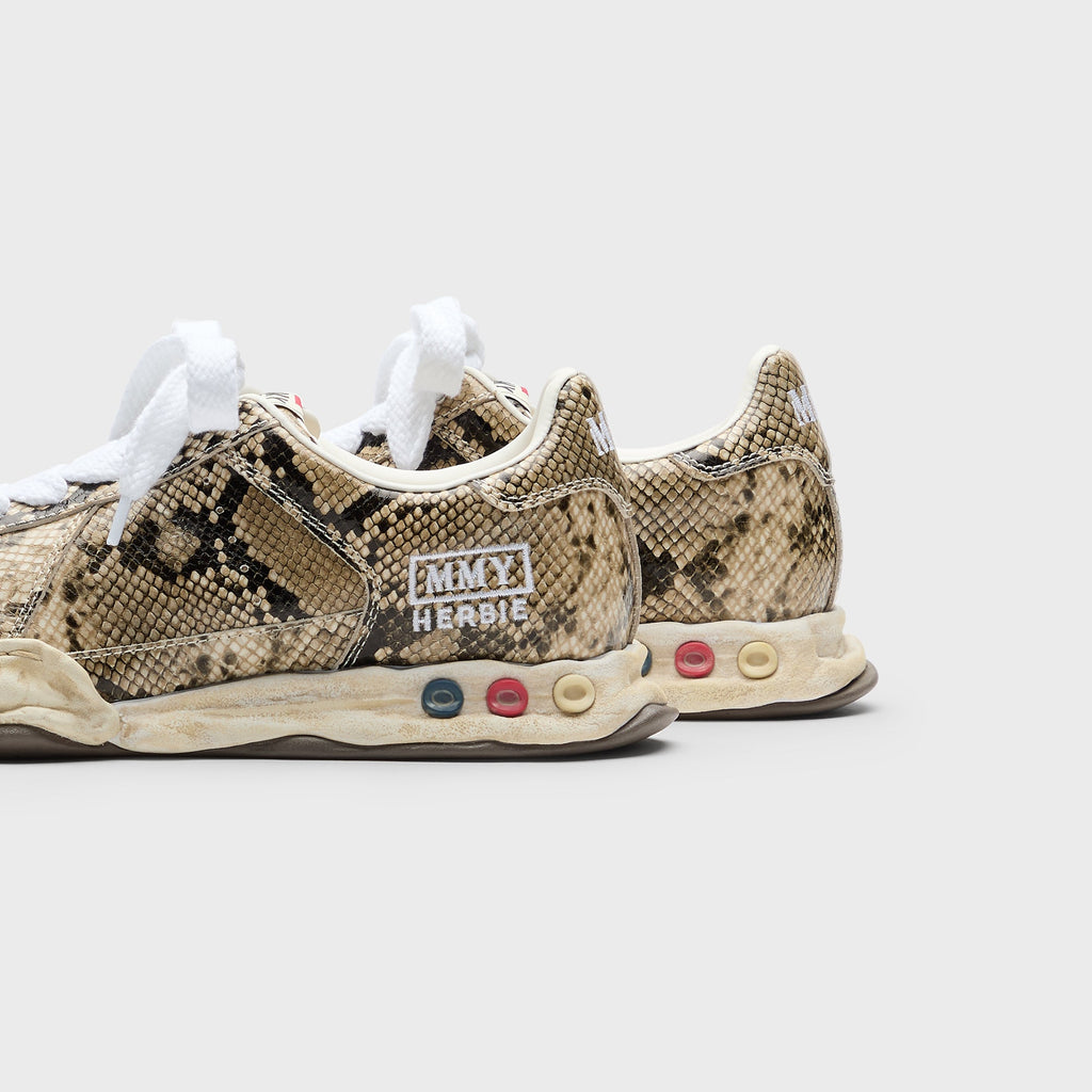 Mihara Yasuhiro Herbie Original Sole Printed Python Leather Low Top Sneaker - Natural