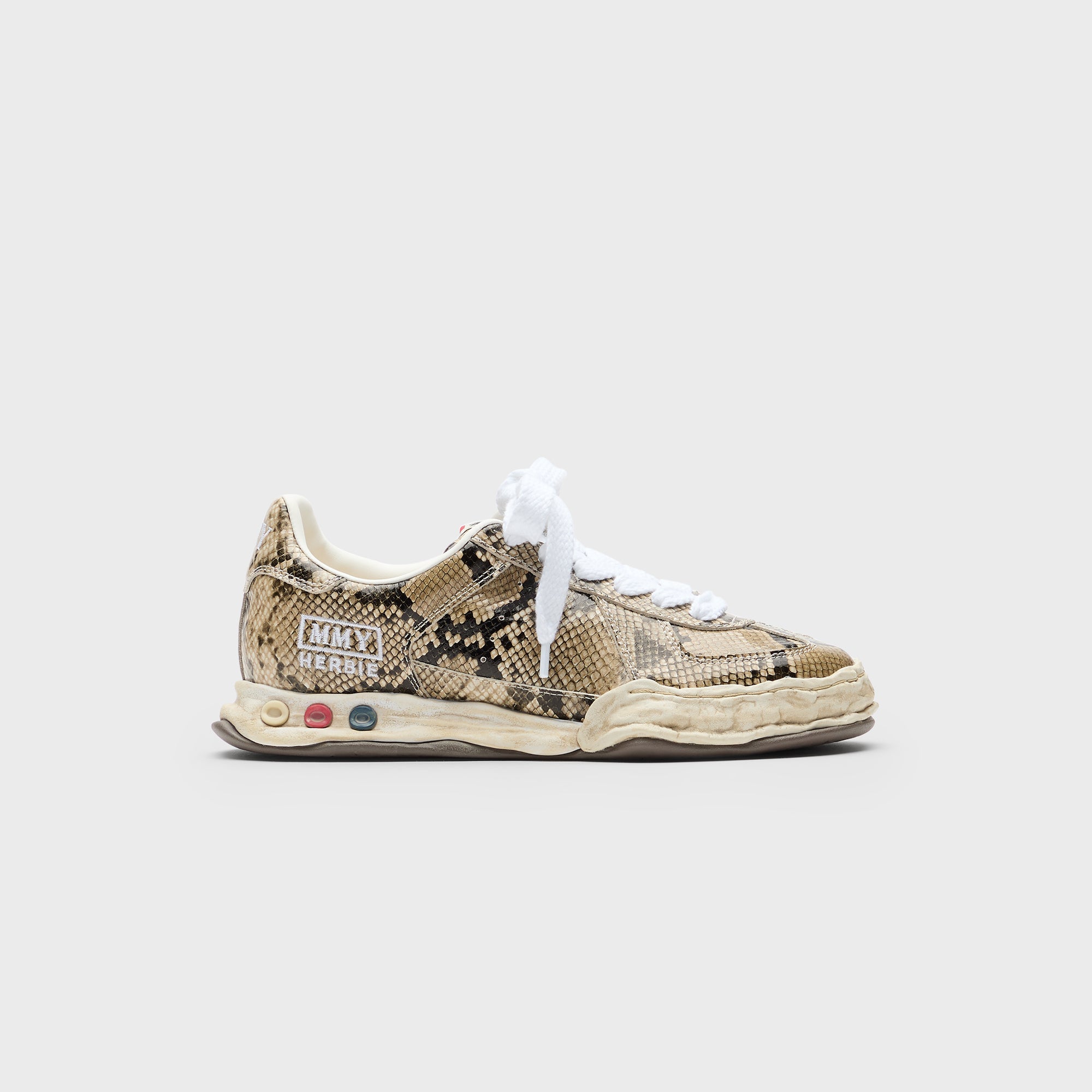 Mihara Yasuhiro Herbie Original Sole Printed Python Leather Low Top Sneaker - Natural