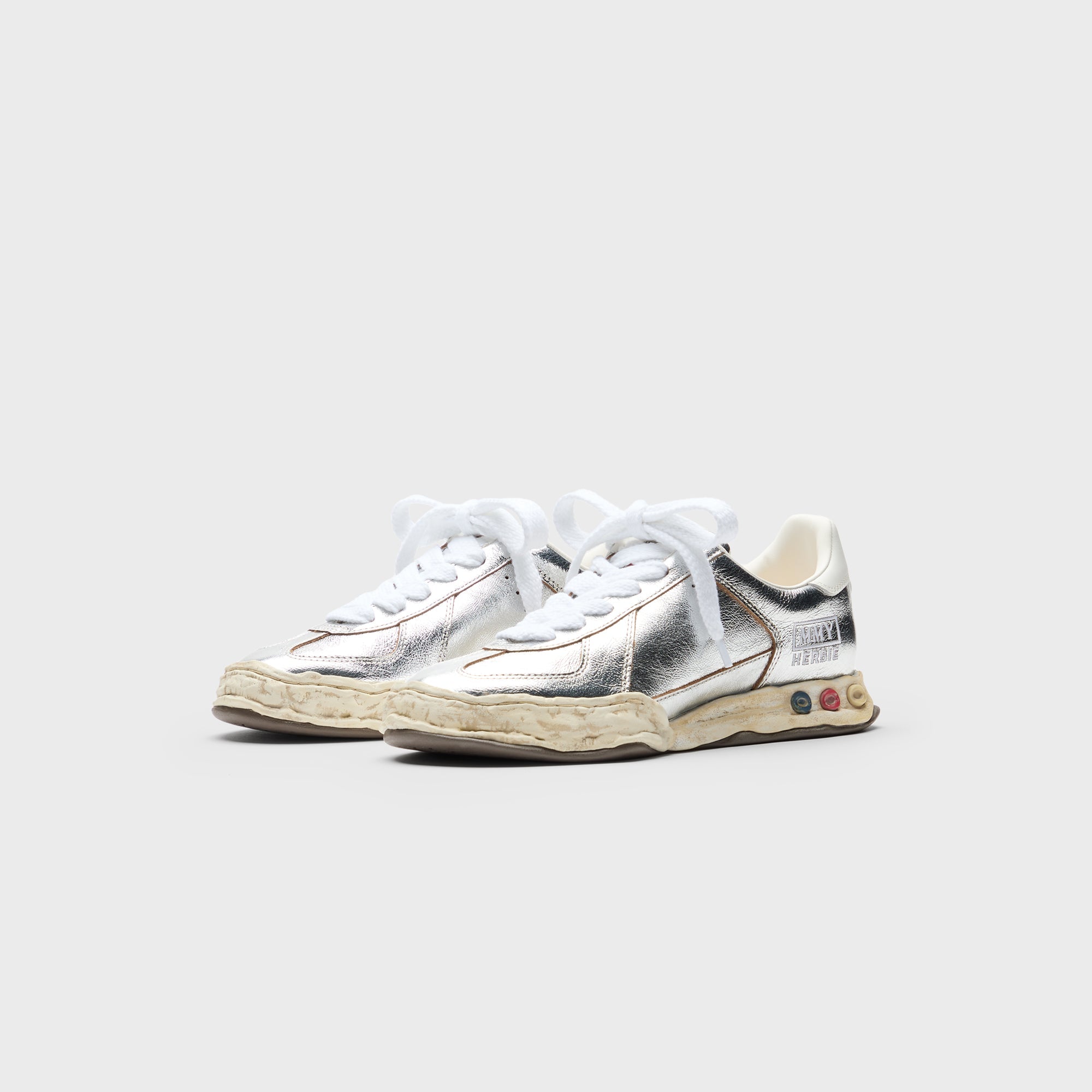 Mihara Yasuhiro Herbie Original Sole Wrinkled Leather Low Top Sneaker - Silver