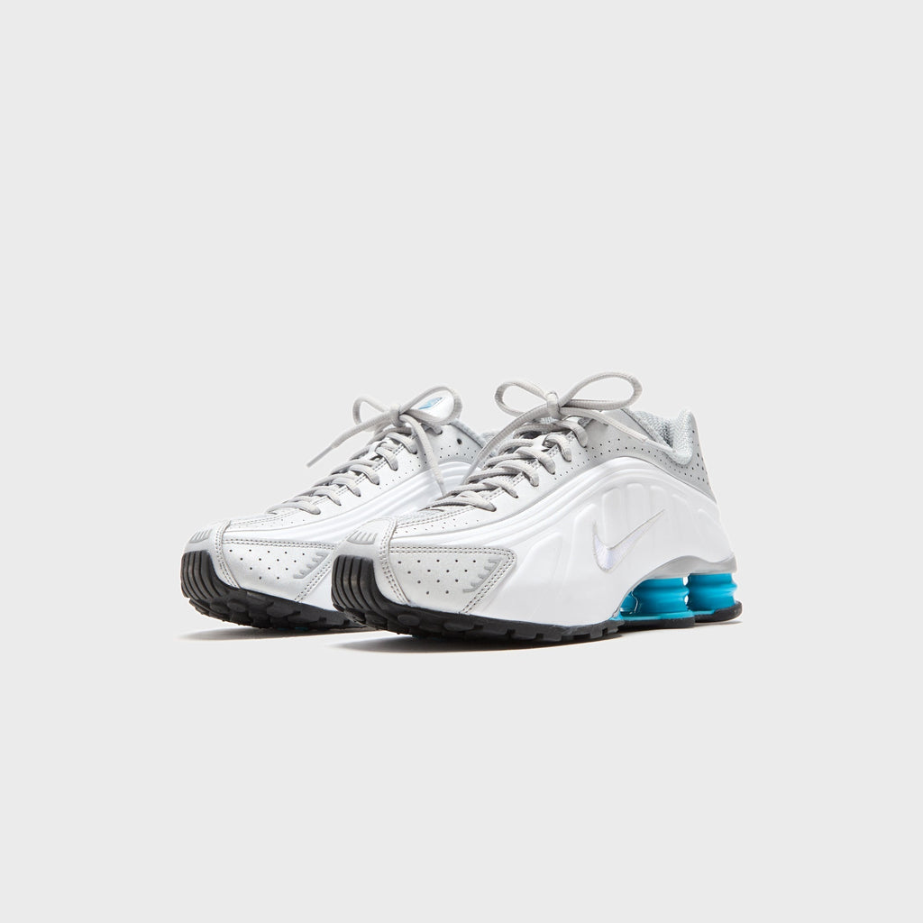 Nike Shox R4 - Metallic Silver / White / Blue Lagoon