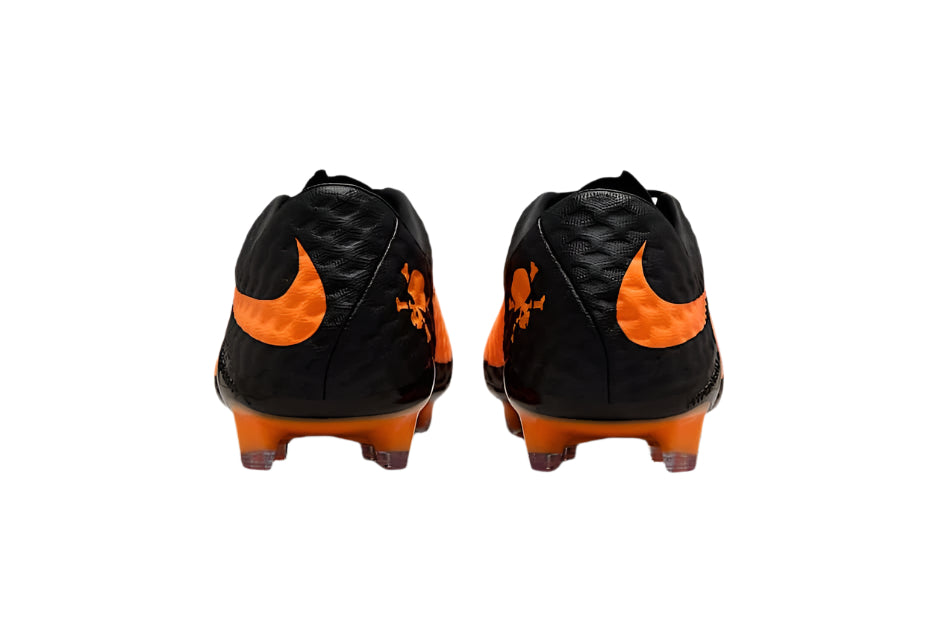 Side view of Nike Hypervenom Phantom RGN Bright Citrus Elite FG football boots in vibrant orange with black accents – elite firm ground soccer cleats