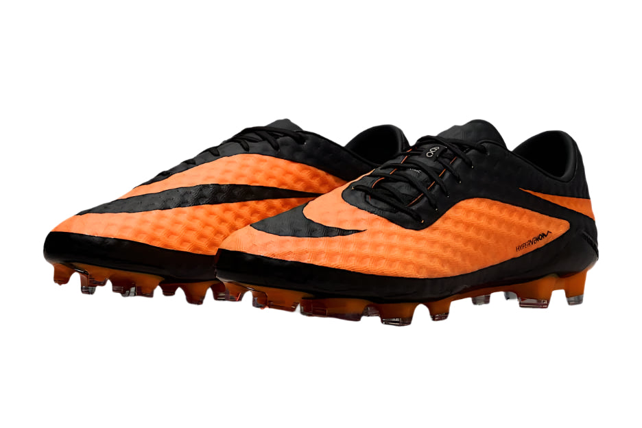 Side view of Nike Hypervenom Phantom RGN Bright Citrus Elite FG football boots in vibrant orange with black accents – elite firm ground soccer cleats