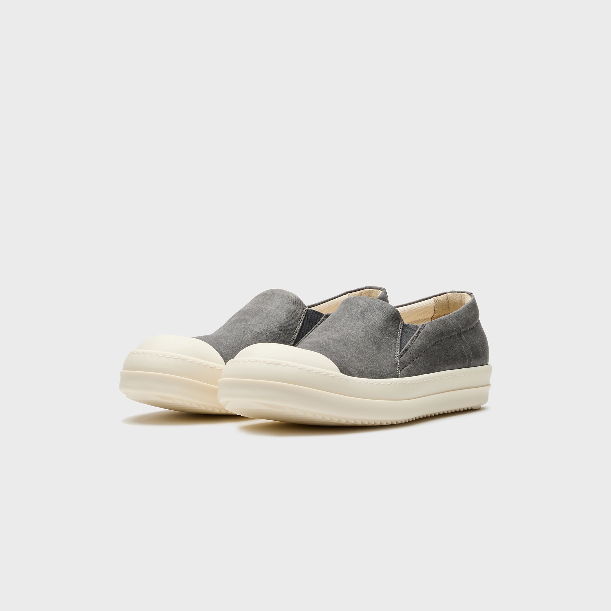 Rick Owens Boat Sneaks Scarpe In Denim - Dark Dust / Milk / Milk
