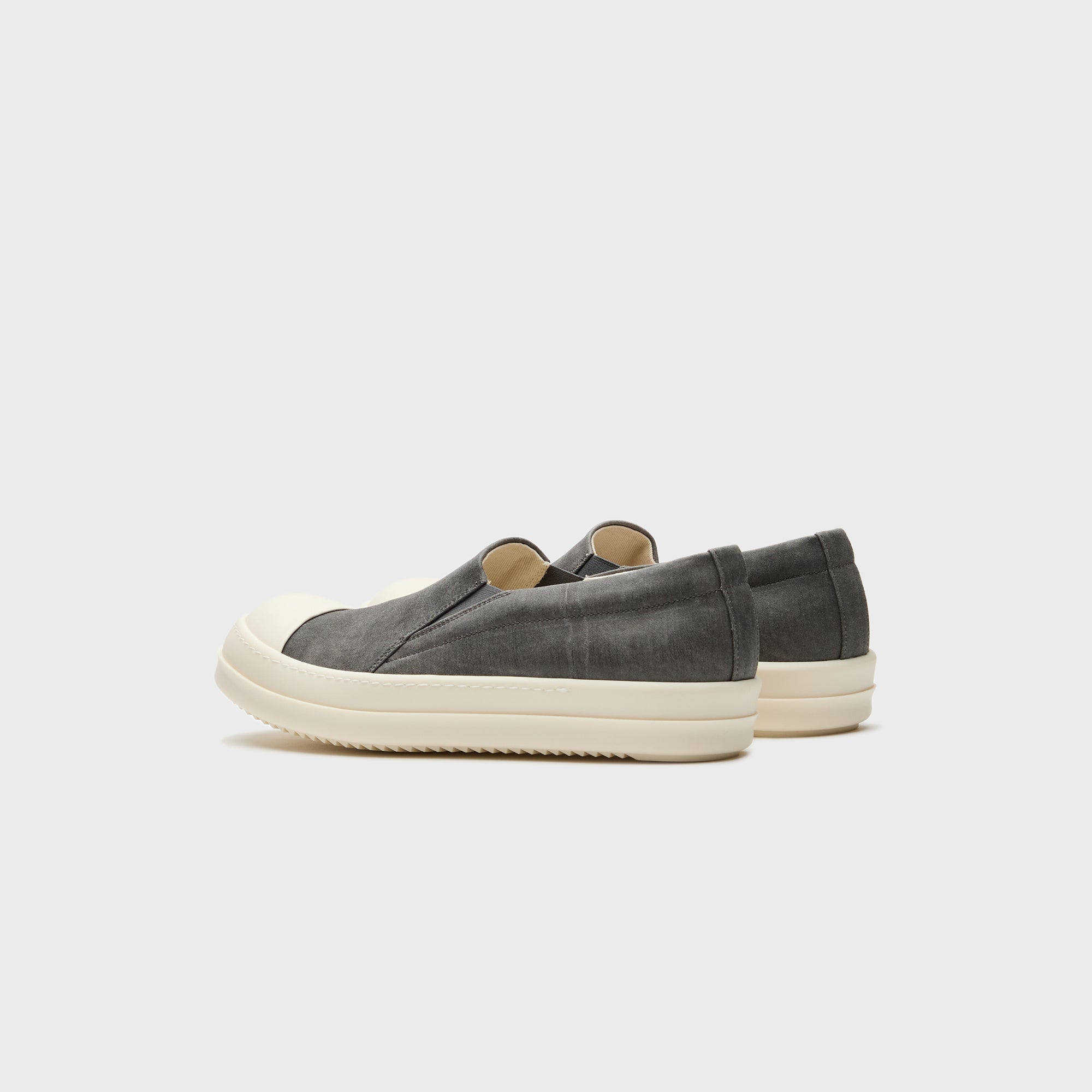 Rick Owens Boat Sneaks Scarpe In Denim - Dark Dust / Milk / Milk