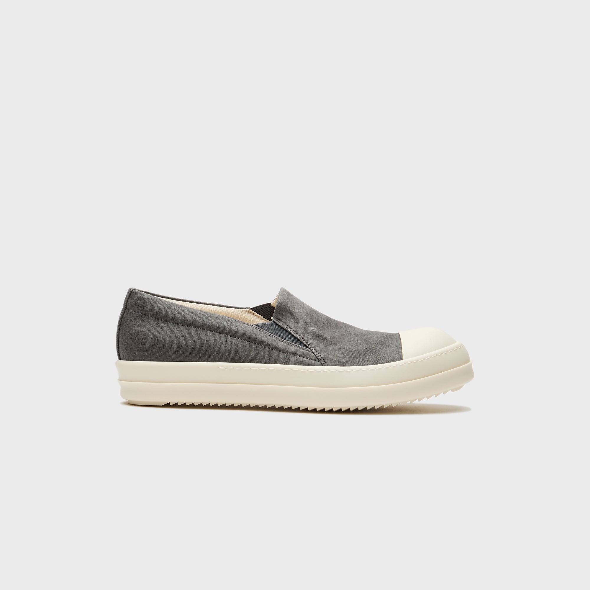 Rick Owens Boat Sneaks Scarpe In Denim - Dark Dust / Milk / Milk