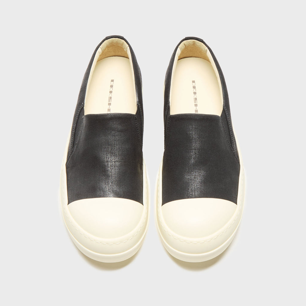 Rick Owens Boat Sneaks Scarpe - Denim Black / Milk / Milk