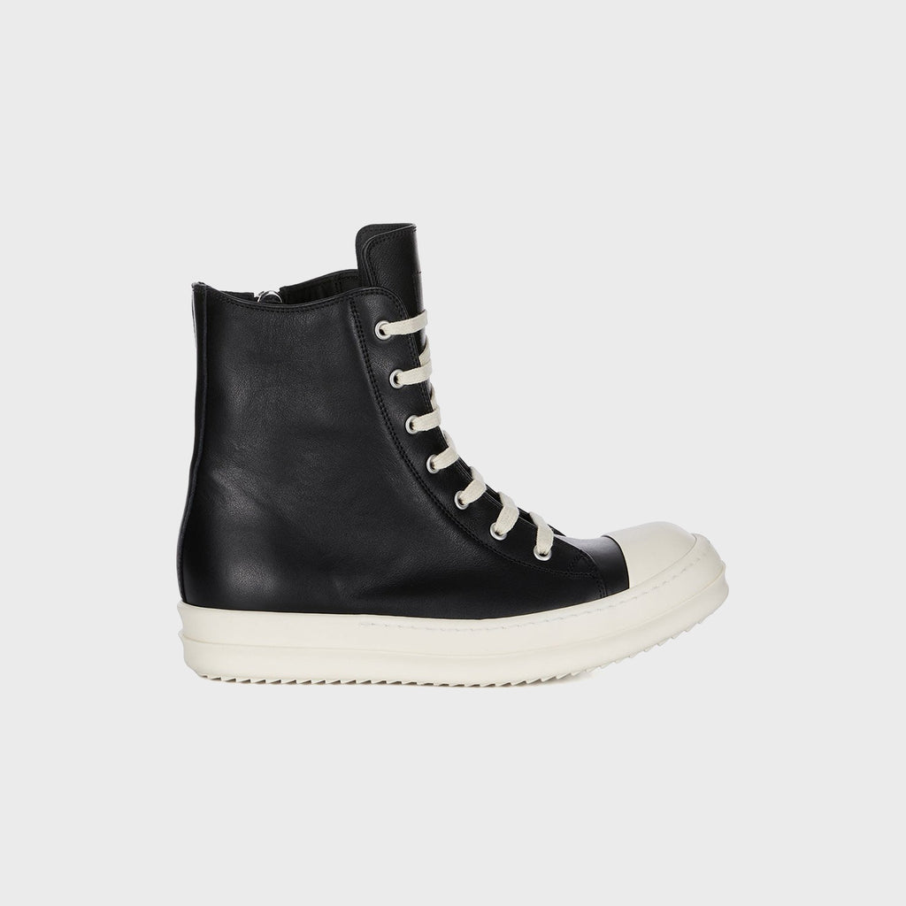Rick Owens Leather Sneakers Scarpe in Pelle - Black / Milk / Milk