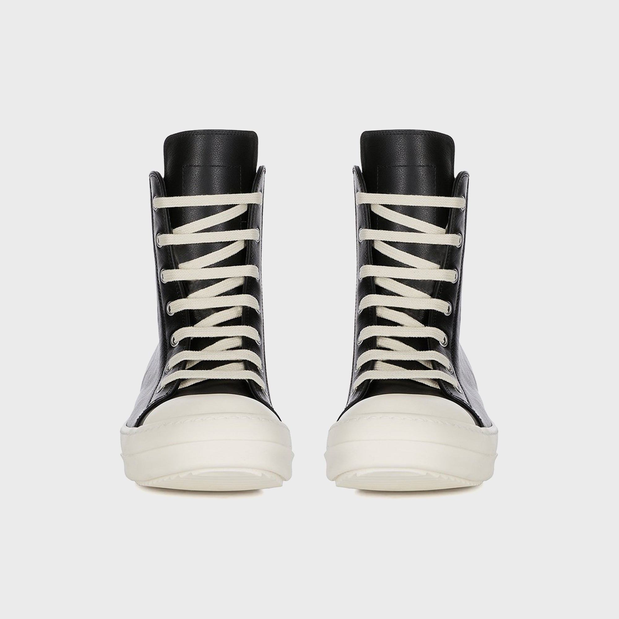 Rick Owens Leather Sneakers Scarpe in Pelle - Black / Milk / Milk
