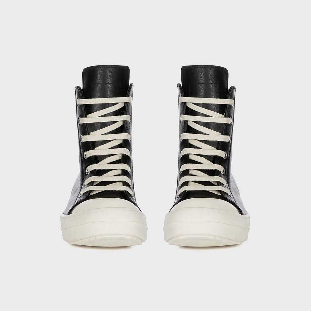 Rick Owens Leather Sneakers Scarpe in Pelle - Black / Milk / Milk