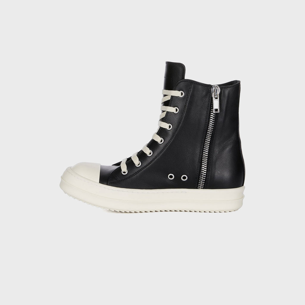 Rick Owens Leather Sneakers Scarpe in Pelle - Black / Milk / Milk