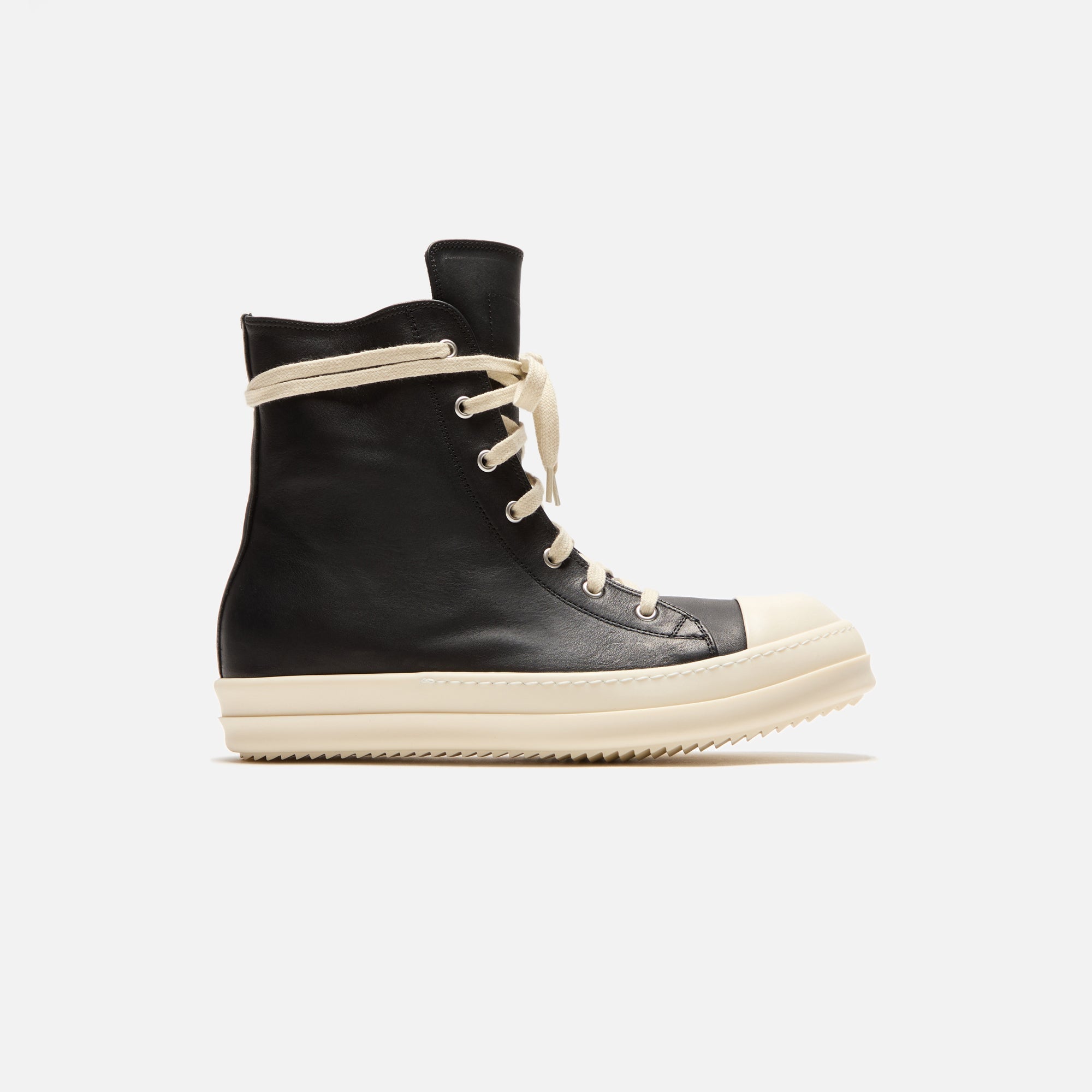 Rick Owens Scarpe In Pelle Sneakers - Black / Milk / Milk