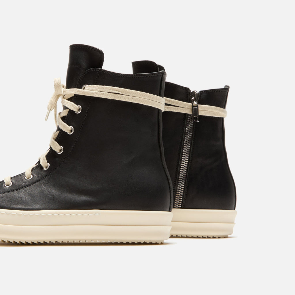 Rick Owens Scarpe In Pelle Sneakers - Black / Milk / Milk