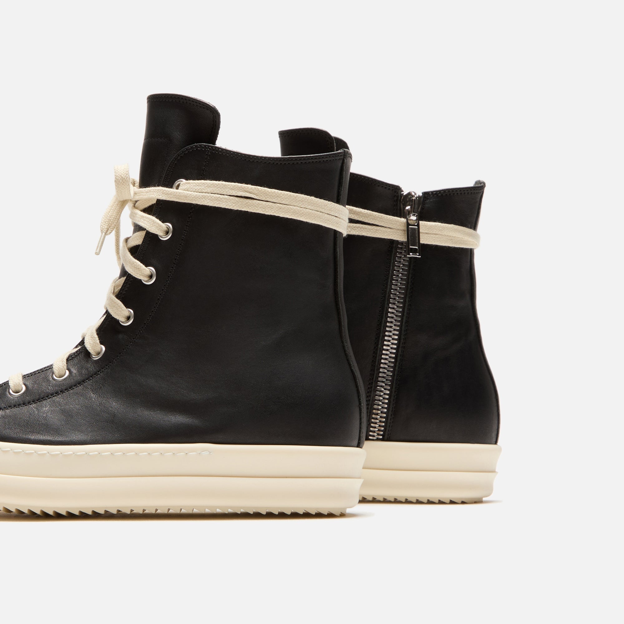 Rick Owens Scarpe In Pelle Sneakers - Black / Milk / Milk