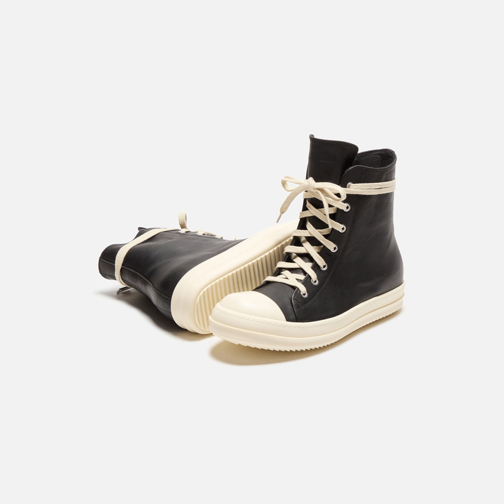 Rick Owens Scarpe In Pelle Sneakers - Black / Milk / Milk
