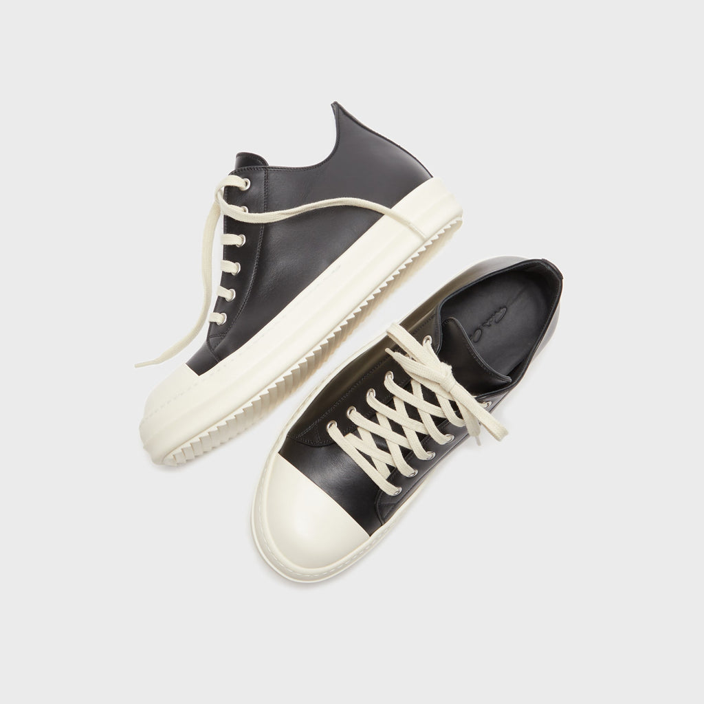 Rick Owens Scarpe Pelle Low Sneakers - Black / Milk / Milk