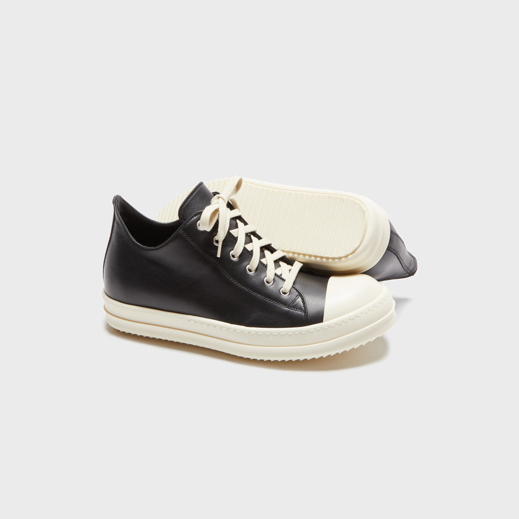 Rick Owens Scarpe Pelle Low Sneakers - Black / Milk / Milk