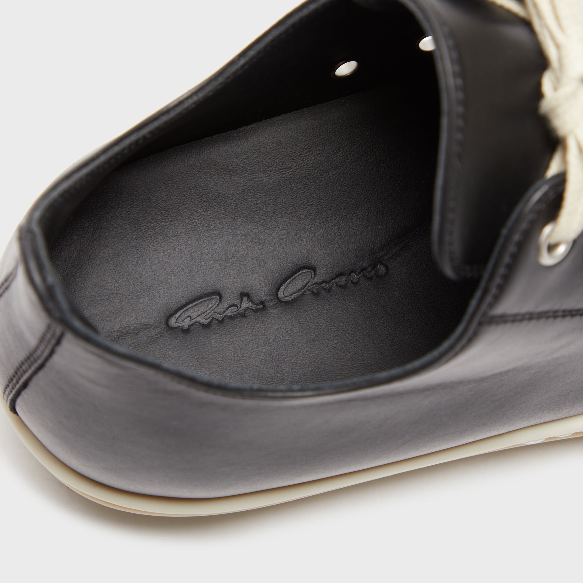 Rick Owens Scarpe Pelle Low Sneakers - Black / Milk / Milk