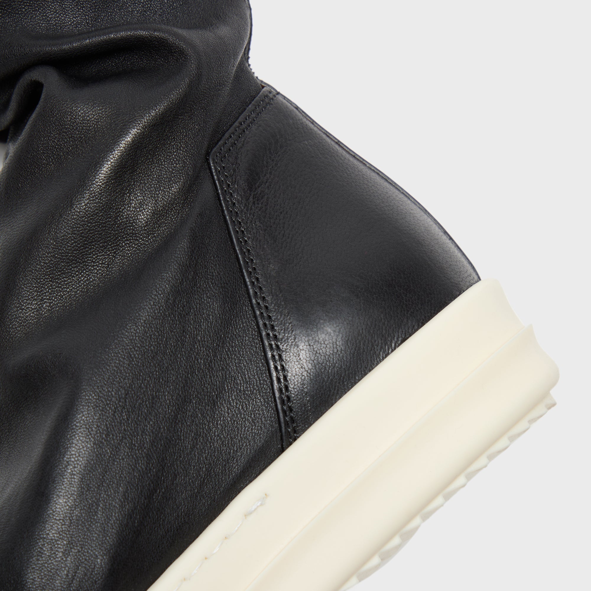Rick Owens Stivali In Pelle High Stocking Sneaks Boots - Black / Milk / Milk