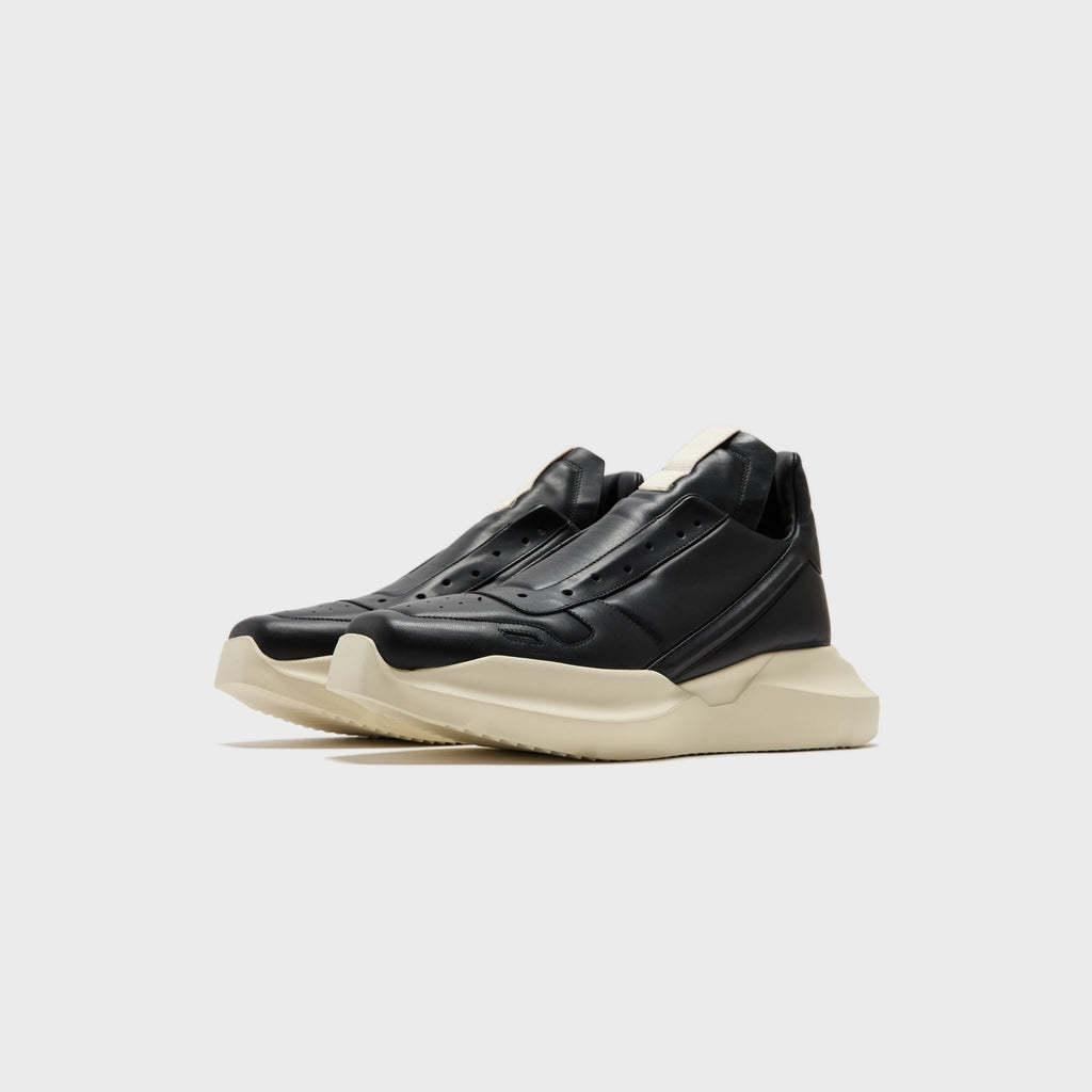 Rick Owens Scarpe Pelle Geth Runner - Black / Milk / Milk