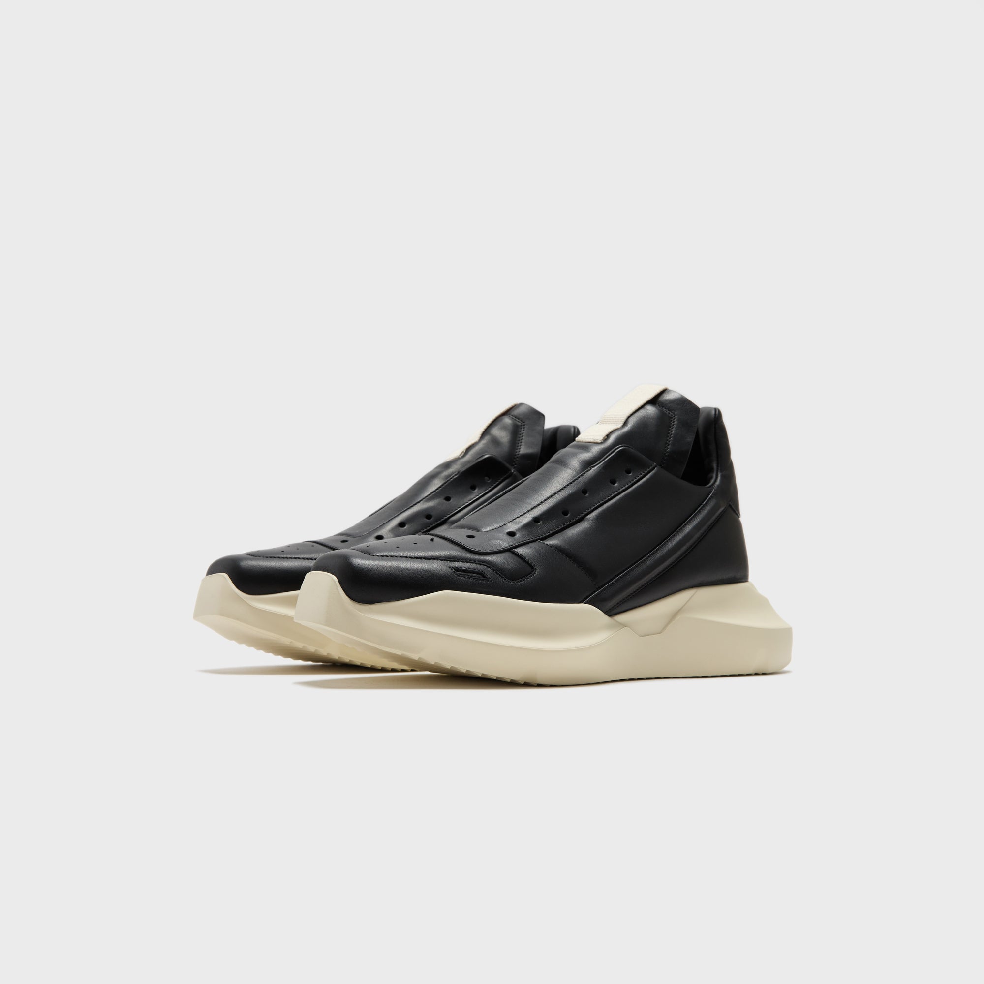 Rick Owens Scarpe Pelle Geth Runner - Black / Milk / Milk