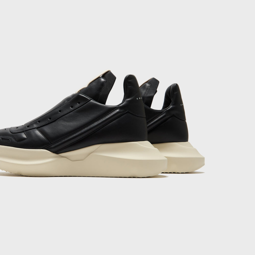 Rick Owens Scarpe Pelle Geth Runner - Black / Milk / Milk