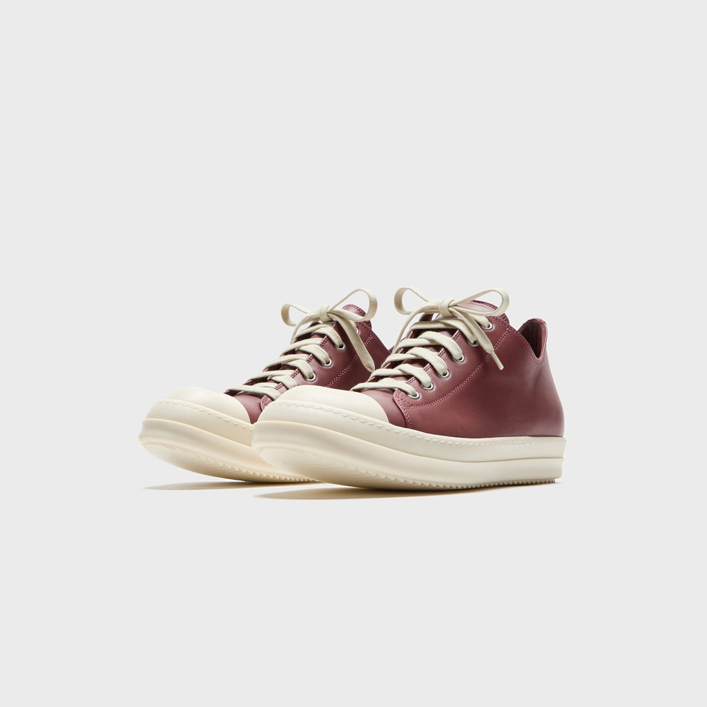 Rick Owens Scarpe In Pelle Low Sneaker - Rosewood / Milk / Milk