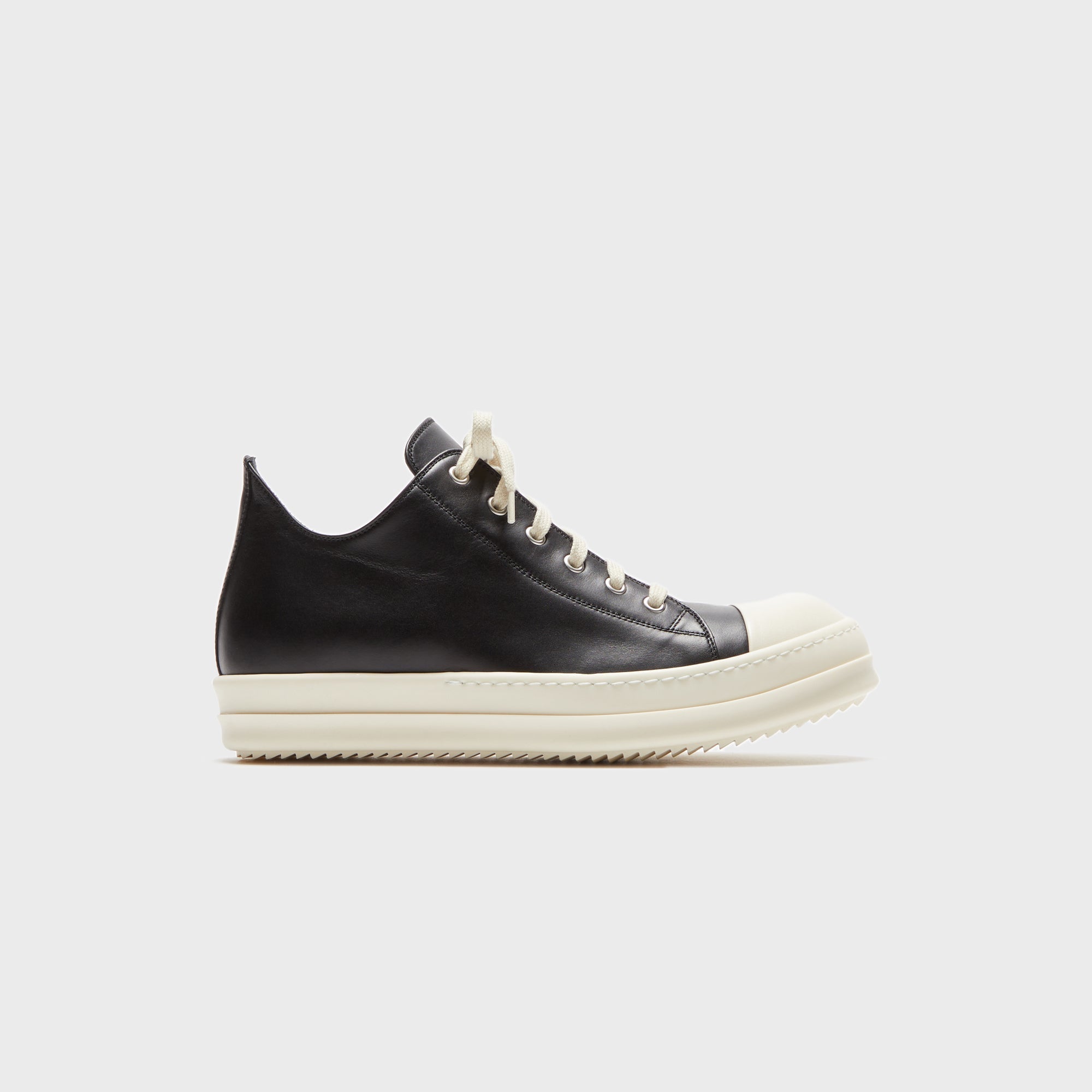 Rick Owens Scarpe In Pelle Low Sneaks - Black / Milk / Milk