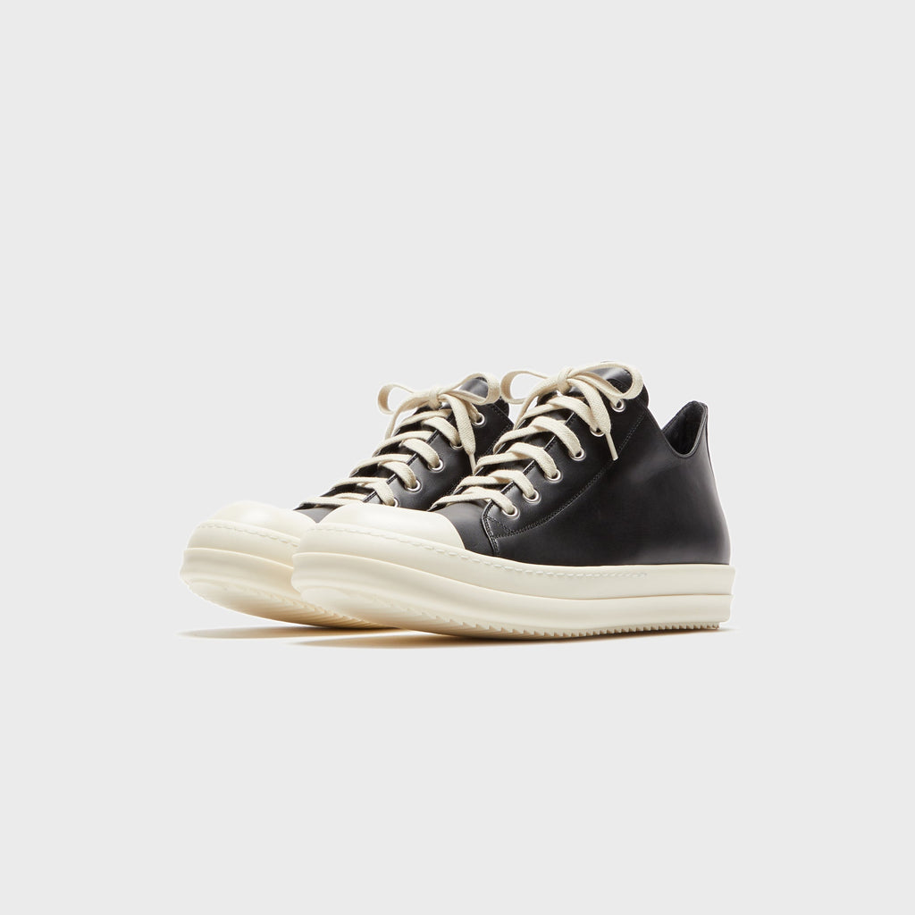 Rick Owens Scarpe In Pelle Low Sneaks - Black / Milk / Milk