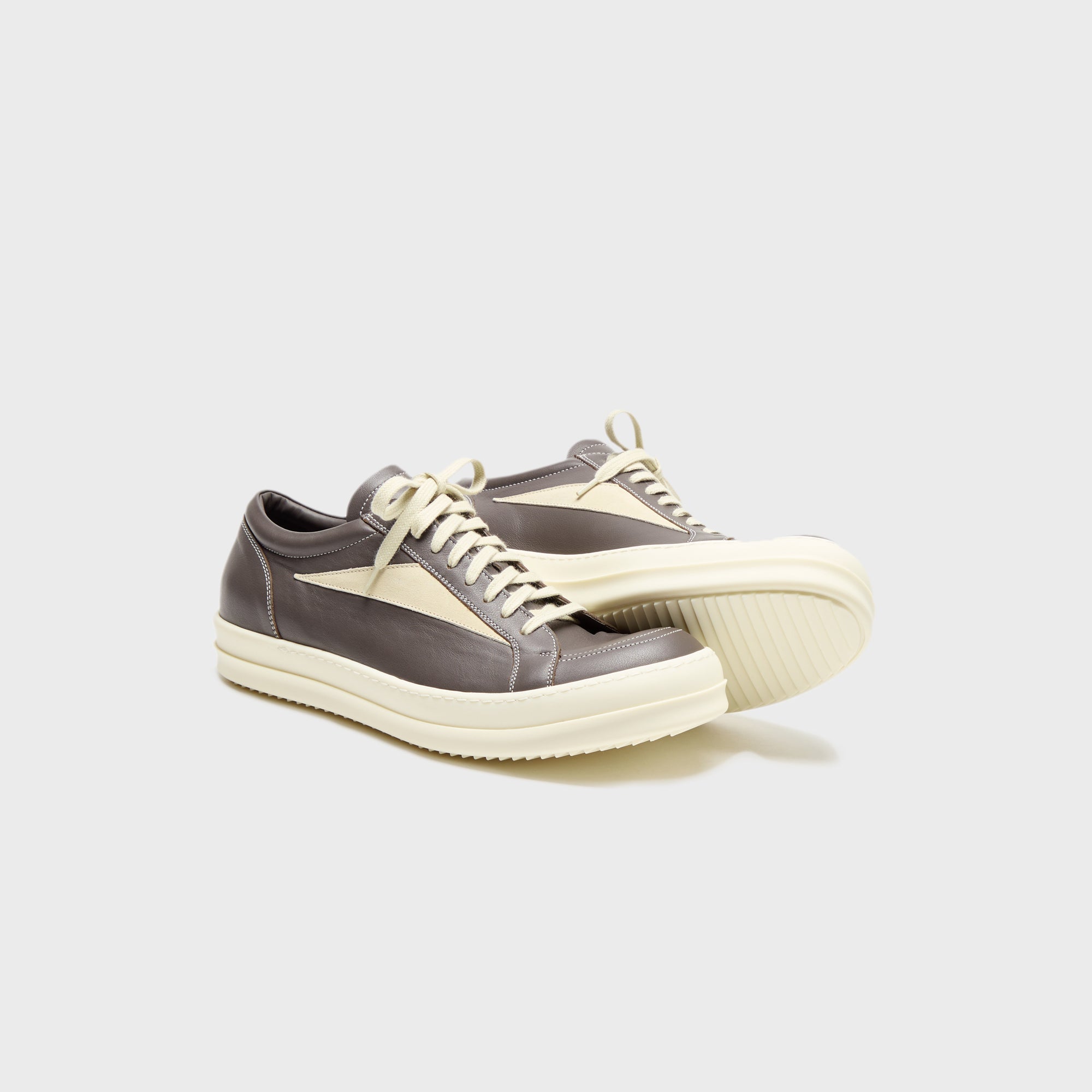 Rick Owens Vintage Sneakers Scarpe In Pelle  -  Dark Dust / Milk / Milk